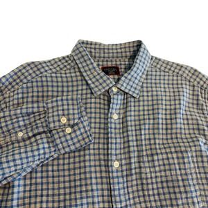 UNTUCKit Plaid Flannel Button Down Shirt Mens 2XL Blue Gray Slim Fit Long Sleeve